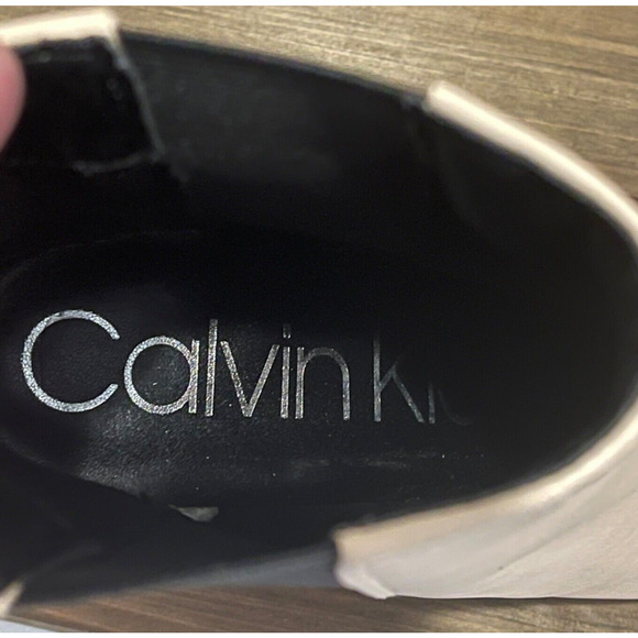 Calvin Klein Women's Feli Ankle Dress Booties Size 7 Beige Pointed Toe Pull On - Picture 13 of 14